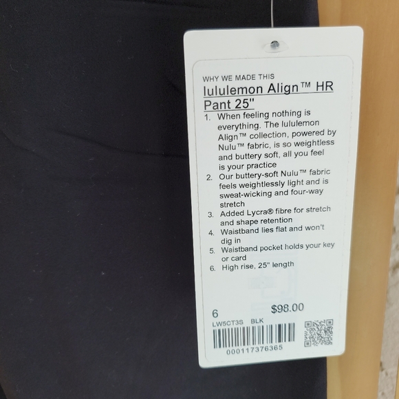 NWT LULULEMON ALIGN PANT 25" BLACK SIZE 6 NULU - Picture 4 of 7